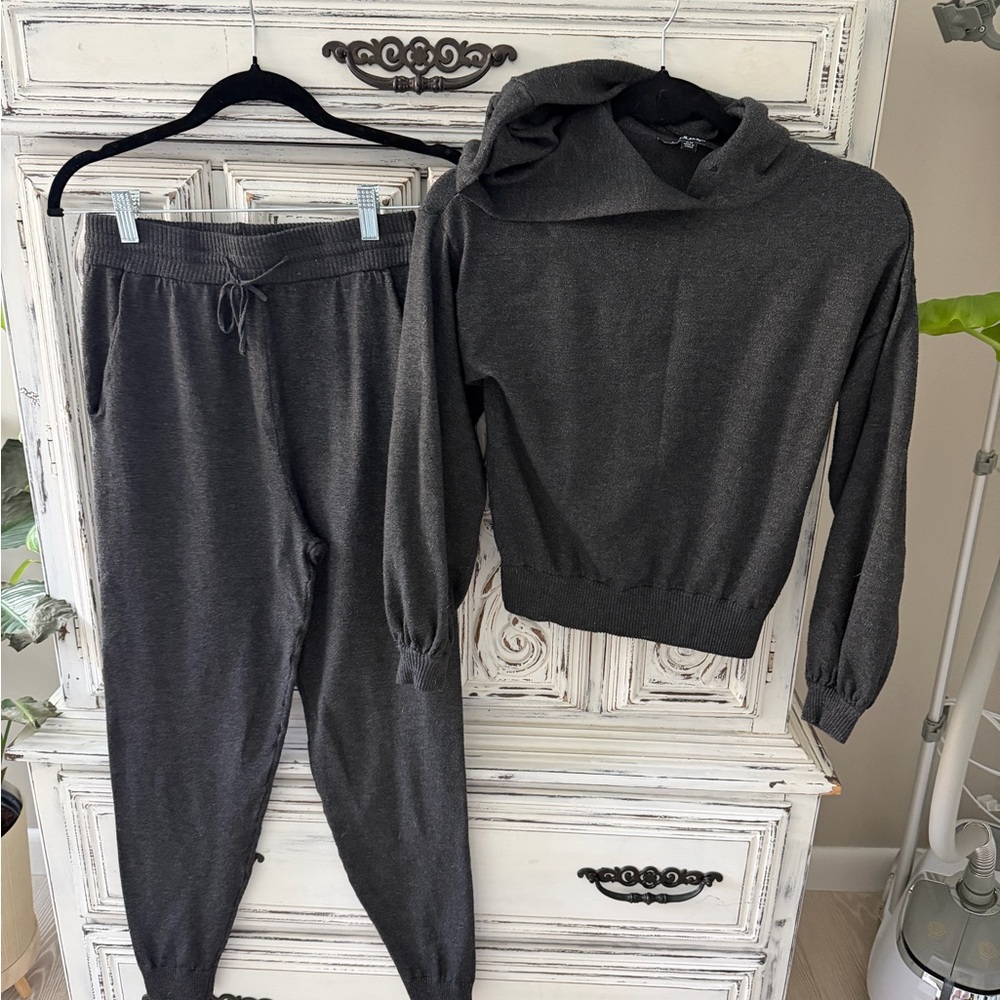 Lulu's Charcoal Gray Track Pants & Hoodie Set